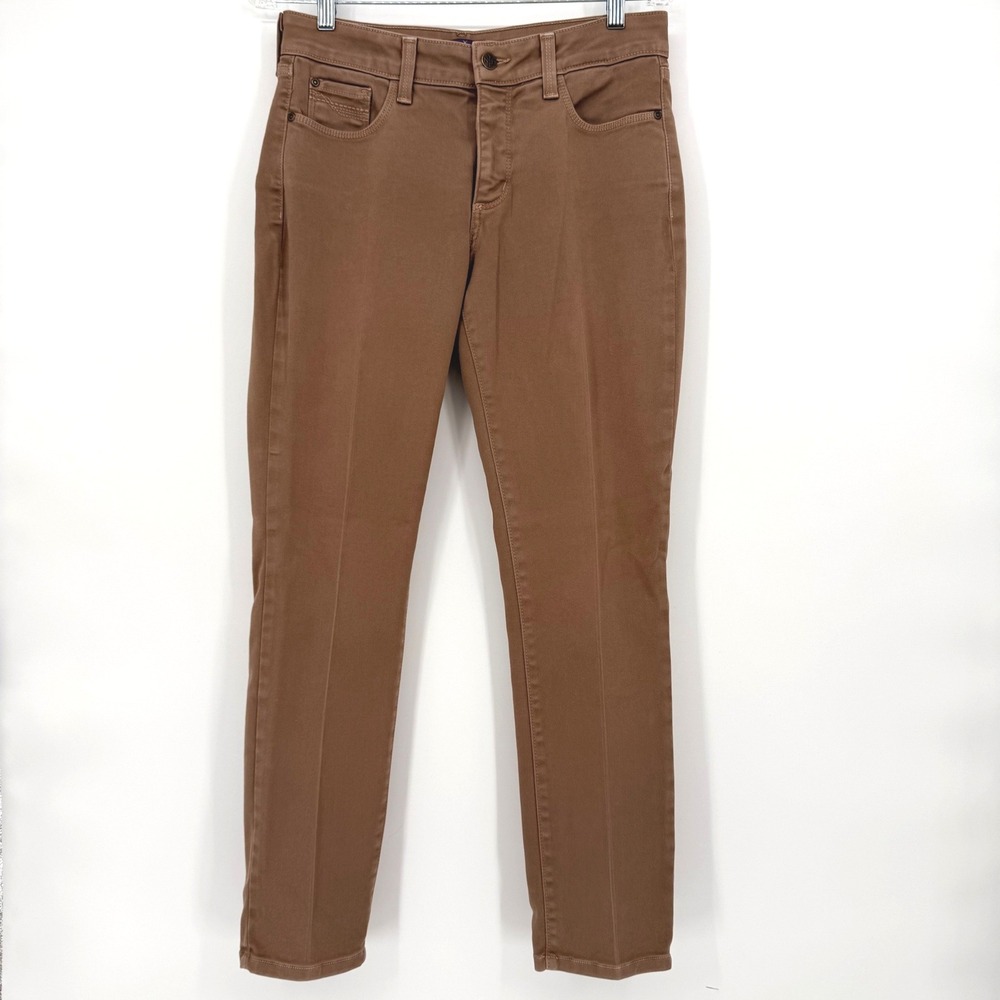 NYDJ Ami Tan High Rise Lift Tuck Pants 6P Made in USA Capsule Luxury Shaping